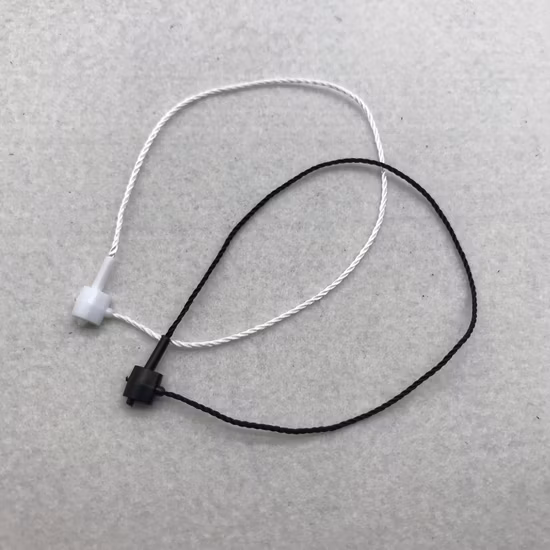 Etiqueta de vedação, etiqueta pendurada, trava de cordão para roupas, cordão para roupas
